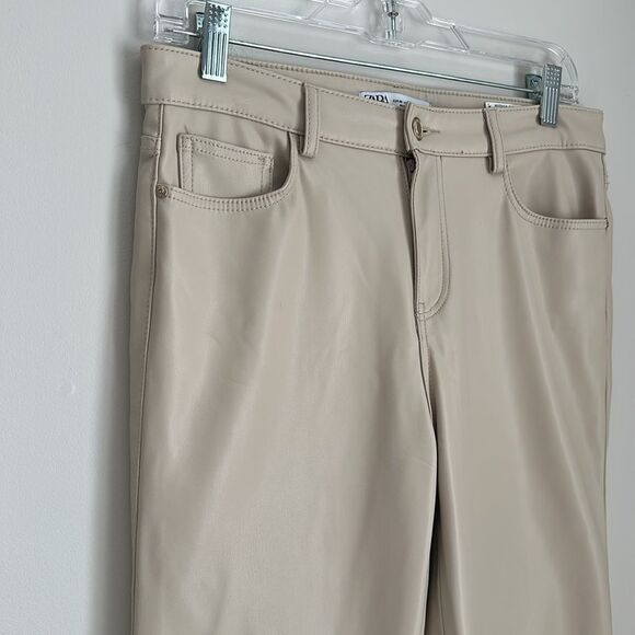 ZARA Women’s Faux Leather Pants Beige/Cream Size 6US - Picture 12 of 12